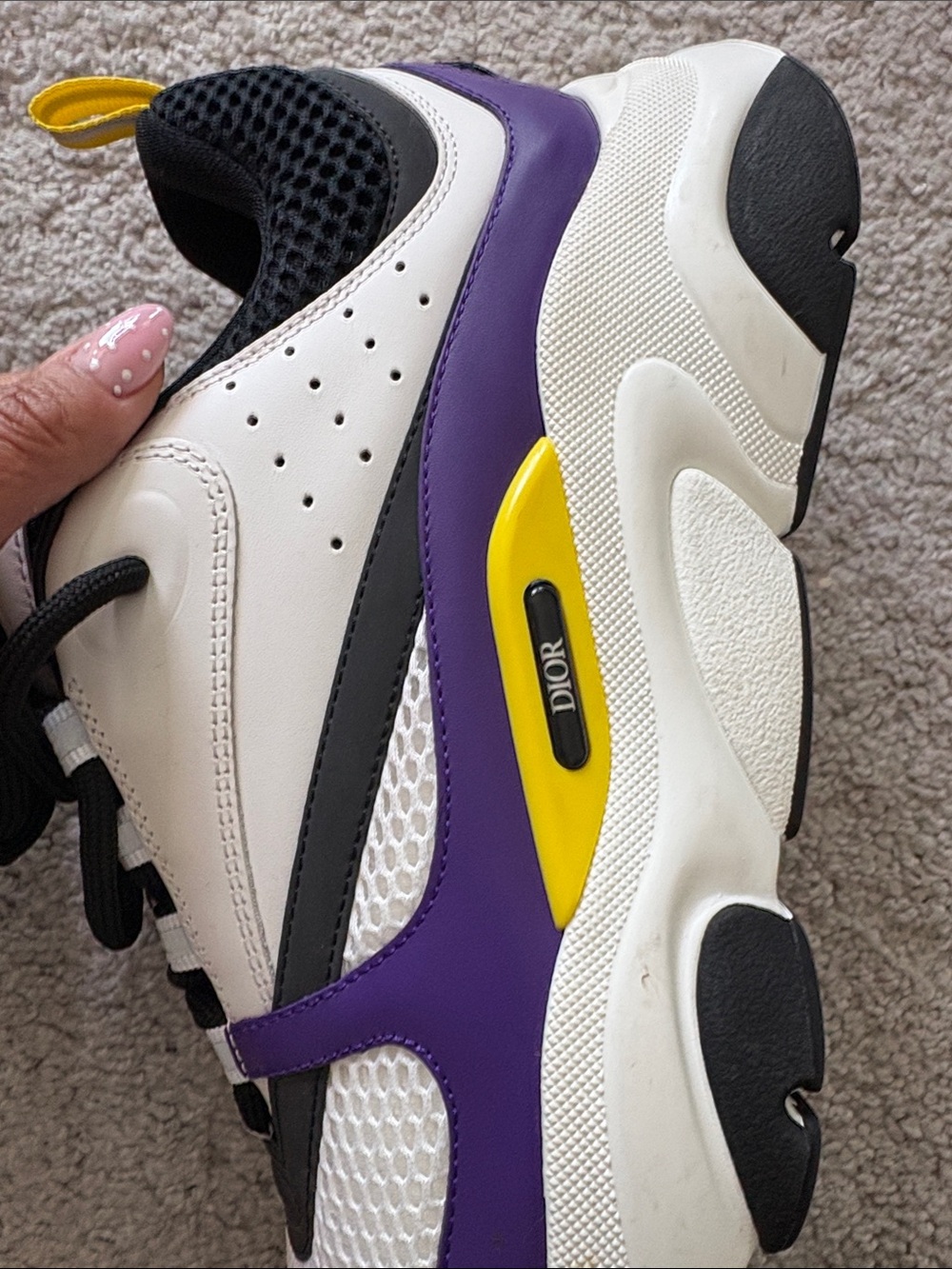 Dior White, Purple & Yellow Chunky Mesh Sneakers - Picture 4 of 7